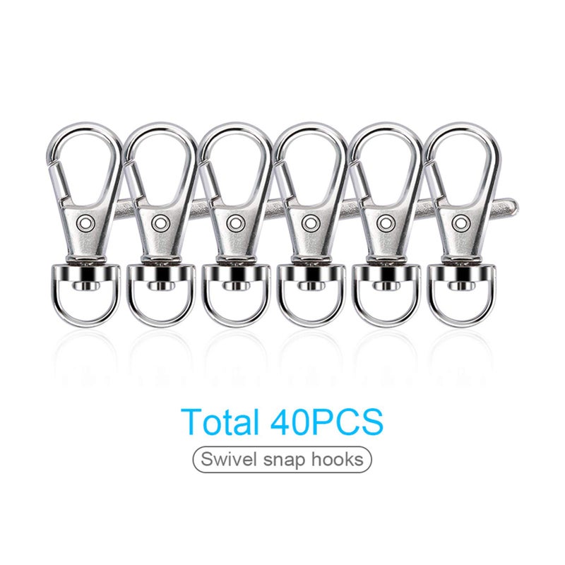 Sucrown 160PCS Keychain Making kit - 40PCS Swivel Lobster Clasp, 40PCS Key Rings with Chain, 40pcs Jump Rings and 40pcs Screw Eye Pins for Keychain Lanyard, Crafts and Jewelry Making - Image 2